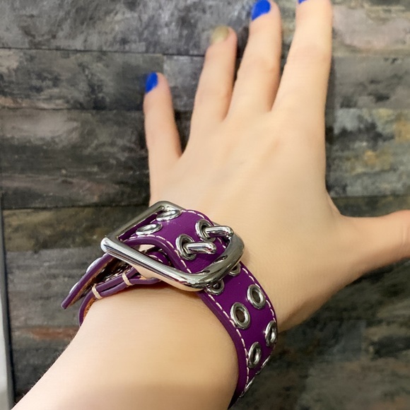 Coach Purple Grommet Leather Bracelet - Picture 3 of 10